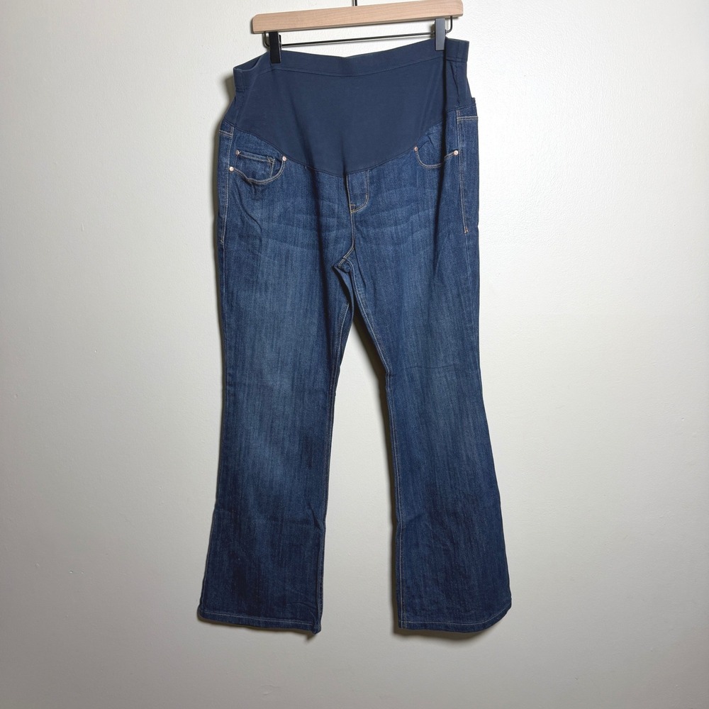 Old Navy Women Maternity Cotton Jeans 12 Blue Full Panel Waist Bootcut Stretch